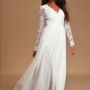 Awaken My Love White Long Sleeve Lace Maxi Dress